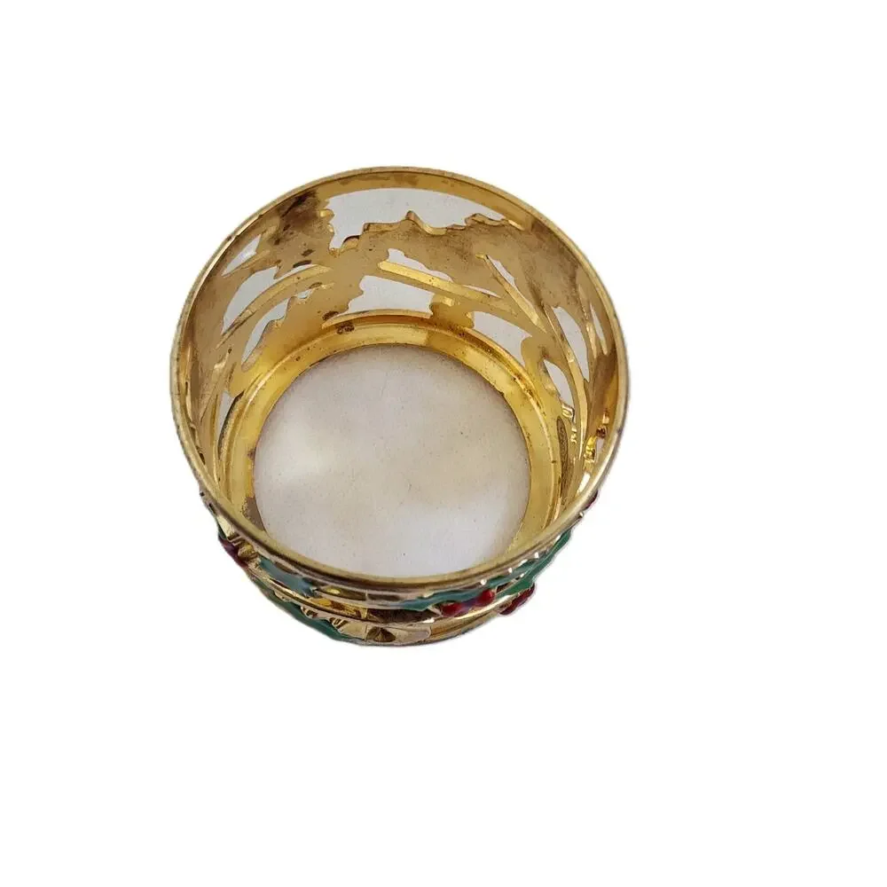 Lenox Holiday Gold Votive Candle Holder Holly Berries Christmas NO Glass Insert